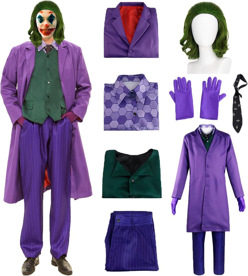 Mrsclaus Bohóc Jelmez Férfiaknak Lila Kabáttal Halloween Karnevál Outfit