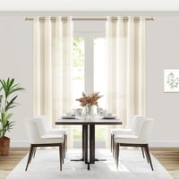 MRTREES Len Hatású Fényáteresztő Függöny Szett, 2 db Krémfehér Voile Függöny Fém Karikákkal, 280×140 cm, Nappali és Hálószoba Dekoráció 8