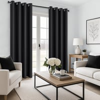 MRTREES Draperii opace, care blochează lumina, Negru, 300x140 cm, 2 buc - Termoizolante, cu inele metalice, Draperii moderne pentru living, H 7