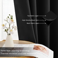 MRTREES Draperii opace, care blochează lumina, Negru, 300x140 cm, 2 buc - Termoizolante, cu inele metalice, Draperii moderne pentru living, H 3