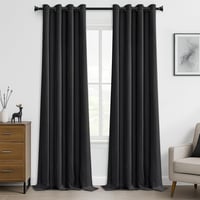 MRTREES Draperii opace, care blochează lumina, Negru, 300x140 cm, 2 buc - Termoizolante, cu inele metalice, Draperii moderne pentru living, H 1