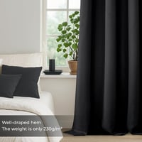 MRTREES Draperii opace, care blochează lumina, Negru, 300x140 cm, 2 buc - Termoizolante, cu inele metalice, Draperii moderne pentru living, H 5