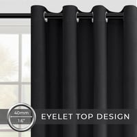 MRTREES Draperii opace, care blochează lumina, Negru, 300x140 cm, 2 buc - Termoizolante, cu inele metalice, Draperii moderne pentru living, H 2