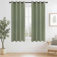 MRTREES Perdele Semitransparente Blackout cu Inele - Set Modern de Perdele Termoizolante Verzi 145x140 cm pentru Living, Dormitor 1