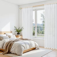 MRTREES Perdea Albă Semitransparentă Modernă Boho, lungime 240 cm, lățime 300 cm, cu buzunar pentru galerie, stil rustic, pentru living, dormitor, bucătărie, 1 bucată 5