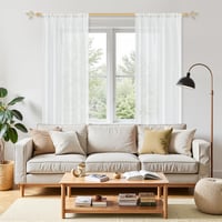 MRTREES Perdea Albă Semitransparentă Modernă Boho, lungime 240 cm, lățime 300 cm, cu buzunar pentru galerie, stil rustic, pentru living, dormitor, bucătărie, 1 bucată 3