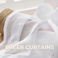 MRTREES Függöny Fehér Voile Faux Linen 2 Panel 300x140cm Nappali Hálószoba 5