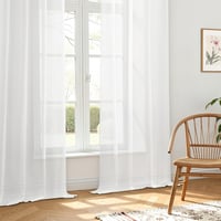 MRTREES Függöny Fehér Voile Faux Linen 2 Panel 300x140cm Nappali Hálószoba 8