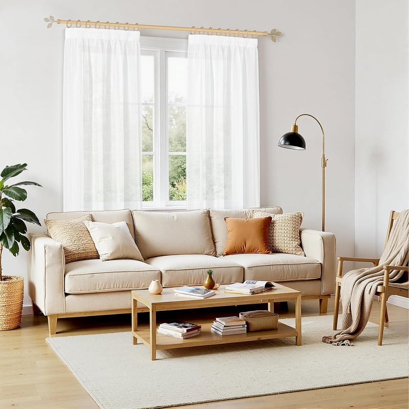MRTREES Függöny Fehér Voile Faux Linen 2 Panel 300x140cm Nappali Hálószoba
