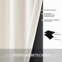 MRTREES Zatemňovacie závesy 2 ks, Tepelnoizolačné, 100% nepriehľadné, s krúžkami, do obývačky a spálne, svetlobéžové, 140x240 cm 4