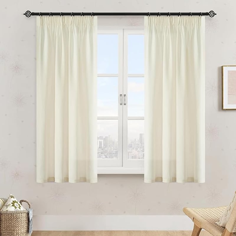 MRTREES Voile Függöny Félig Átlátszó Világos Bézs 145x132cm 2db