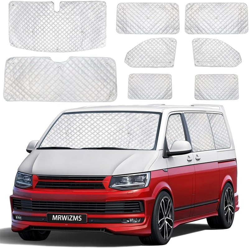 MRWiZMS VW T5 T6 Hővédő Szőnyeg Szélvédő Alumínium Fleece UV Védelem 8 Részes