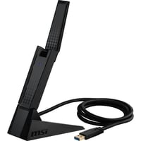 Trojpásmový USB adaptér MSI AXE5400 WiFi 6E – 5400 Mbps, 6 GHz/5 GHz/2,4 GHz, MU-MIMO, Beamforming, WPA3, nastaviteľná anténa, s podstavcom 1