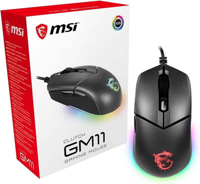 MSI Clutch GM11 Vezetékes Gamer Egér PAW-3325 Szenzor, 400-5000 DPI, RGB - GM11, Wired
