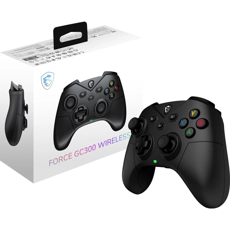 Bezdrôtový herný ovládač MSI Force GC300 pre PC – 2,4 GHz a Bluetooth, káblové/bezdrôtové pripojenie, 600 mAh Li-ion batéria, vymeniteľný D-pad, dva vibračné motorčeky