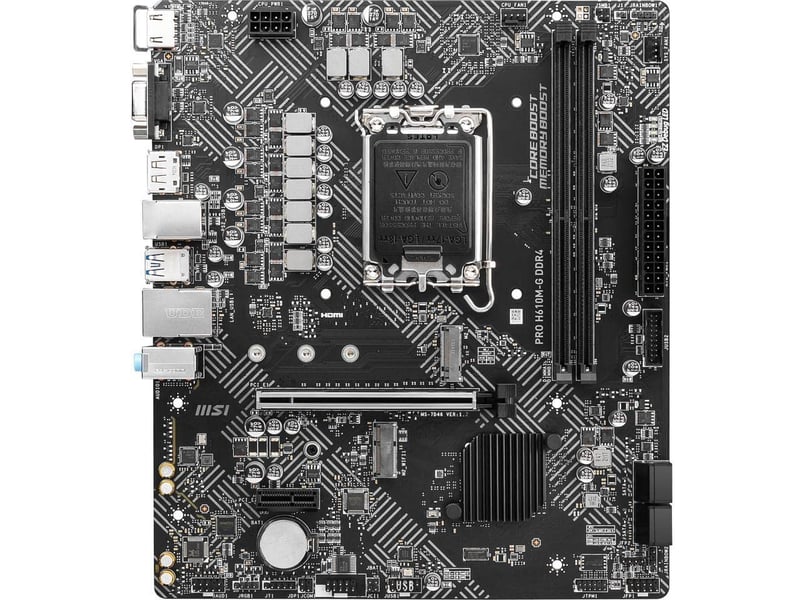 Základná doska MSI PRO H610M-G DDR4, Micro-ATX, Intel 12.-14. gen. LGA 1700, 2x DIMM DDR4 3200 MHz, PCIe 4.0 x16, M.2 Gen3, Intel 1G LAN, HDMI 2.1, DP