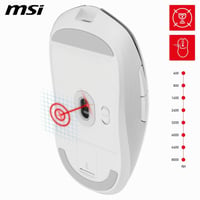 Bezdrôtová herná myš MSI Versa 300 biela, 8000 DPI, RGB, mikrospínače Kailh s výdržou 30 miliónov+ kliknutí, 6 tlačidiel, 50-hodinová výdrž batérie, odozva 1 ms 7