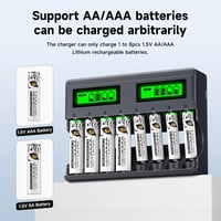 Mspalocell 1,5V 3600 mWh Lítium AA Akkumulátor Szett 8db USB-C Töltővel, Gyorstöltő LCD Kijelzővel Újratölthető Ceruza Elem 6