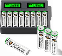 Mspalocell 1,5V 3600 mWh Lítium AA Akkumulátor Szett 8db USB-C Töltővel, Gyorstöltő LCD Kijelzővel Újratölthető Ceruza Elem 1