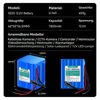 Lítiovo-iónová batéria Mspalocell 12,6 V 7800 mAh s nabíjačkou, pripojovacím káblom a adaptérom na použitie pre solárne panely, kamery, smerovače, alarmy a DIY osvetlenie 8