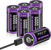Mspalocell USB-C Lítium Akkumulátor C LR14 1.5V 6000mWh Gyorstöltő Kábellel Töltésjelző Fénnyel 1500+ Ciklus 6 Darabos Csomag 1