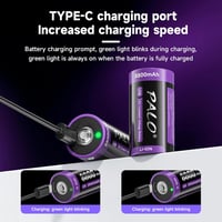 Mspalocell USB-C Újratölthető D Elem Akkumulátor 8800 mAh 1.5V Gyorstöltő Lítium Elem Töltőkábellel 4 Darabos Csomag 3