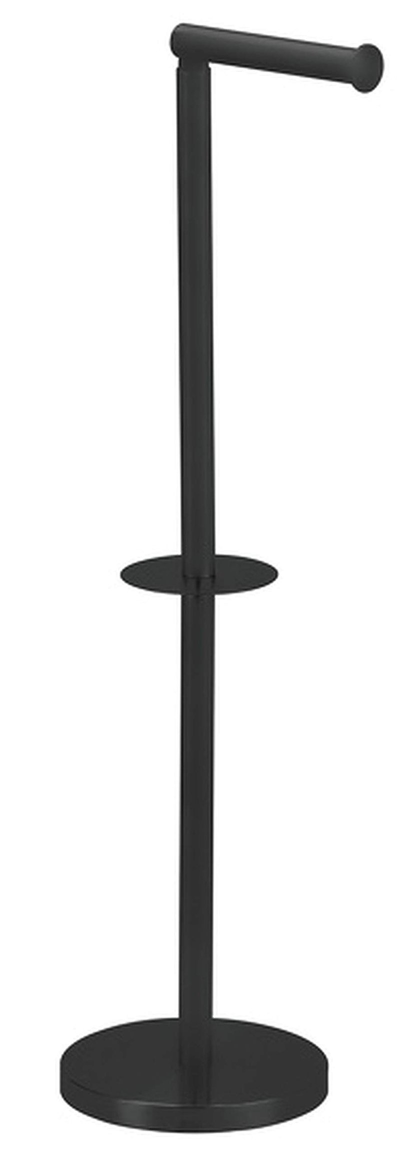 Suport pentru hârtie igienică MSV, 15x60x15 cm, aspect inox, de sine stătător, negru mat