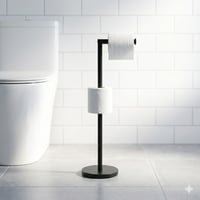 Suport pentru hârtie igienică MSV, 15x60x15 cm, aspect inox, de sine stătător, negru mat 3