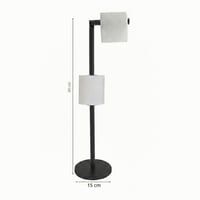 Suport pentru hârtie igienică MSV, 15x60x15 cm, aspect inox, de sine stătător, negru mat 2
