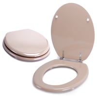 Capac WC MSV CLÉO din MDF – Balamale din oțel inoxidabil – Suprafață lucioasă – Ø 370 x 450 mm – Bej – Capac de toaletă ușor de montat și de curățat 5