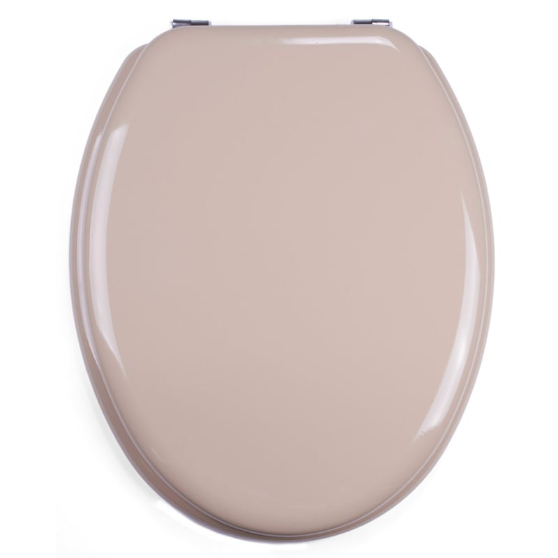 Capac WC MSV CLÉO din MDF – Balamale din oțel inoxidabil – Suprafață lucioasă – Ø 370 x 450 mm – Bej – Capac de toaletă ușor de montat și de curățat