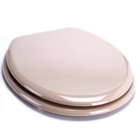 Capac WC MSV CLÉO din MDF – Balamale din oțel inoxidabil – Suprafață lucioasă – Ø 370 x 450 mm – Bej – Capac de toaletă ușor de montat și de curățat 4