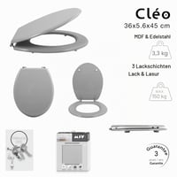 MSV CLÉO WC-ülőke MDF matt bazsalikomzöld rozsdamentes acél zsanérokkal lassú záródással 370x450 mm 3
