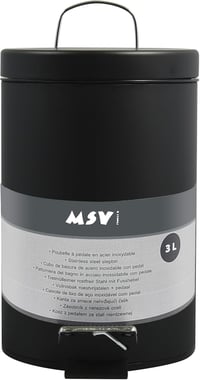 MSV rozsdamentes acél pedálos szemetes, fekete, 3 literes - 3 Litre, Black 7