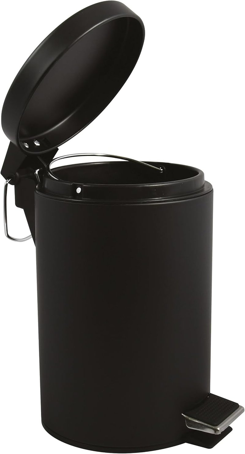 MSV rozsdamentes acél pedálos szemetes, fekete, 3 literes - 3 Litre, Black