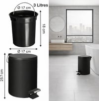 MSV rozsdamentes acél pedálos szemetes, fekete, 3 literes - 3 Litre, Black 4