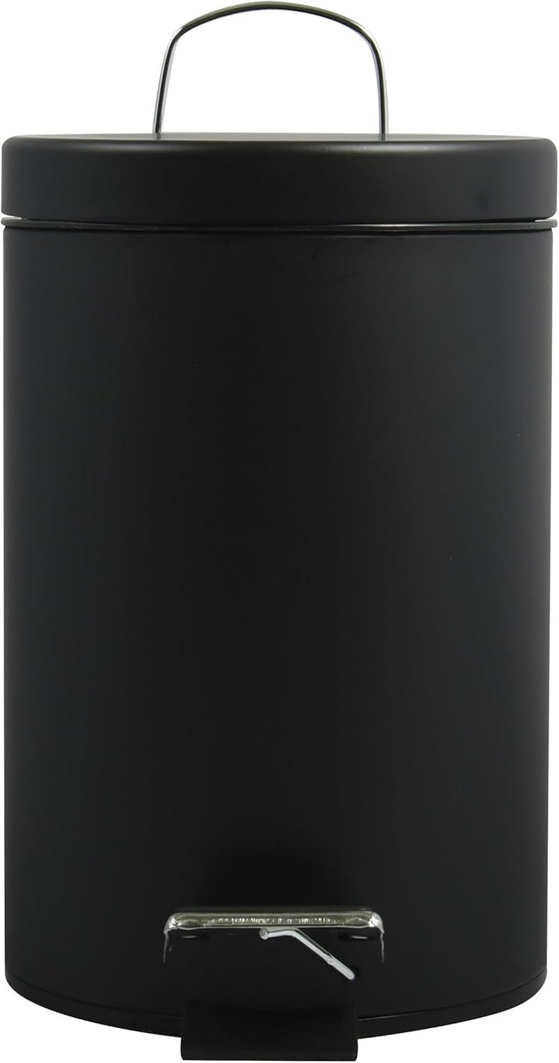 MSV rozsdamentes acél pedálos szemetes, fekete, 3 literes - 3 Litre, Black