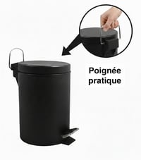 MSV rozsdamentes acél pedálos szemetes, fekete, 3 literes - 3 Litre, Black 6
