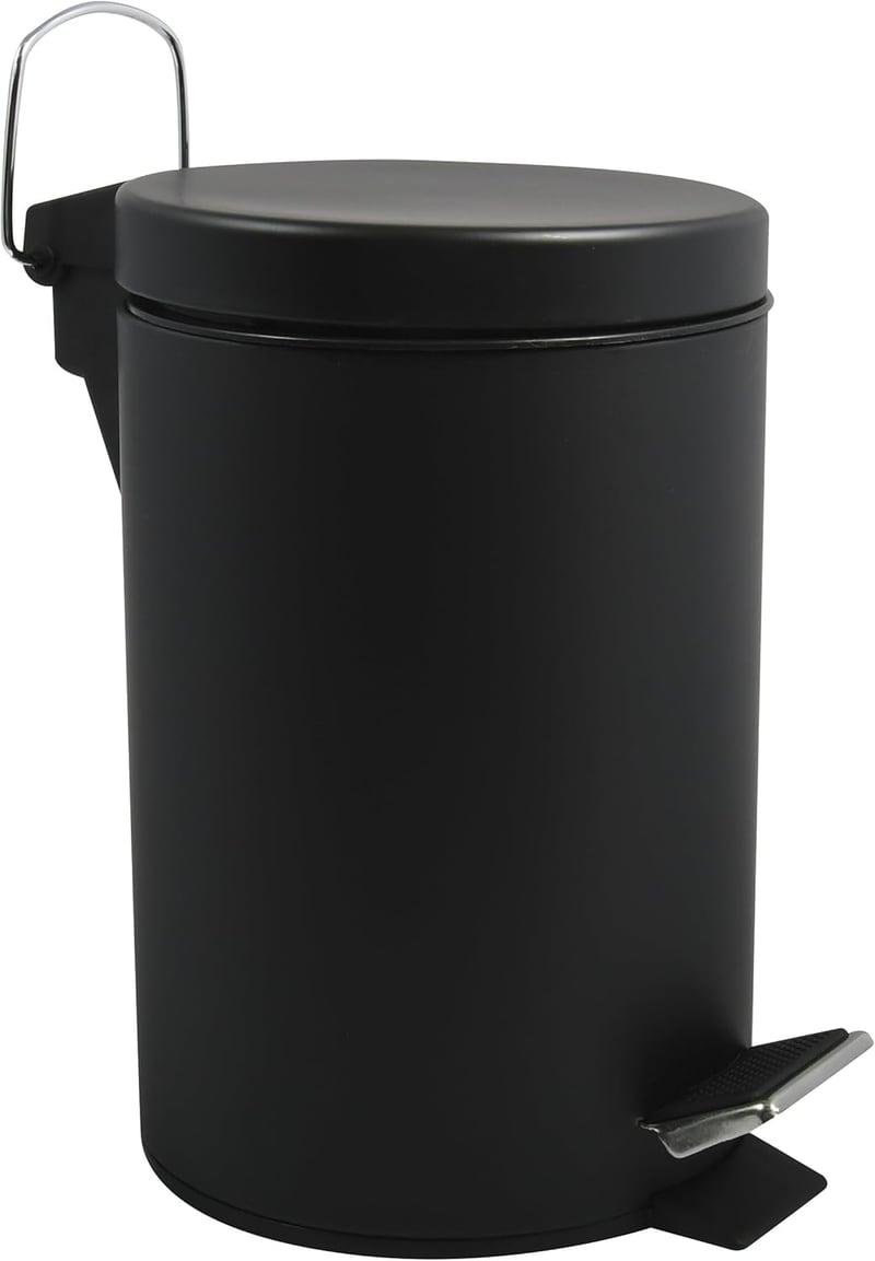 MSV rozsdamentes acél pedálos szemetes, fekete, 3 literes - 3 Litre, Black