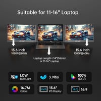 MT-VIKI 15.6" Hordozható Monitor FHD 1080P IPS, 360° Forgatható Laptop Kijelző Bővítő - 15.6 triple screen laptop 3