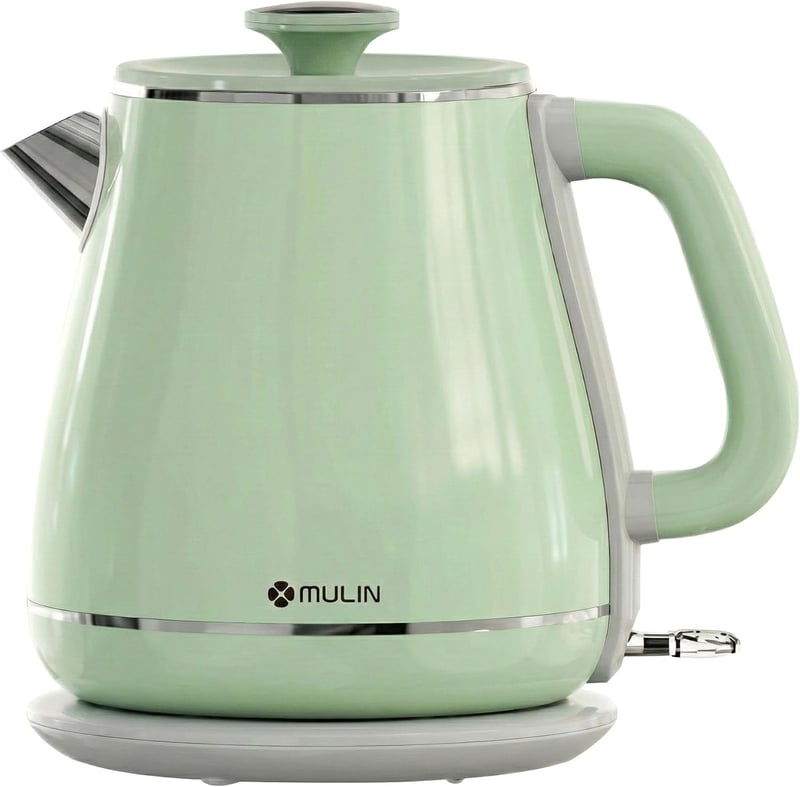 MULIN Vintage retro elektromos vízforraló, 1,8 l, 2200 W, 360° alap, rozsdamentes acél - zöld