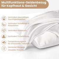 Muama 100% selyem párnahuzat hajra és bőrre, 19 Momme, 40x80 cm, elefántcsont 4