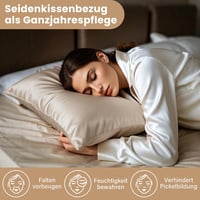 Muama Selyem Párnahuzat 100% Morus Selyem 19 Momme 40x80cm Bézs - 40 x 80 inches, Beige 2