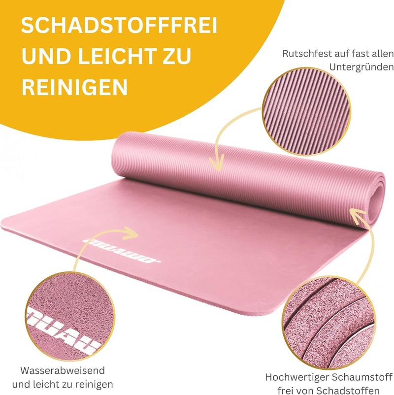 Muawo Premium Fitness és Yoga Szőnyeg 190x60x1,5cm Rózsaszín