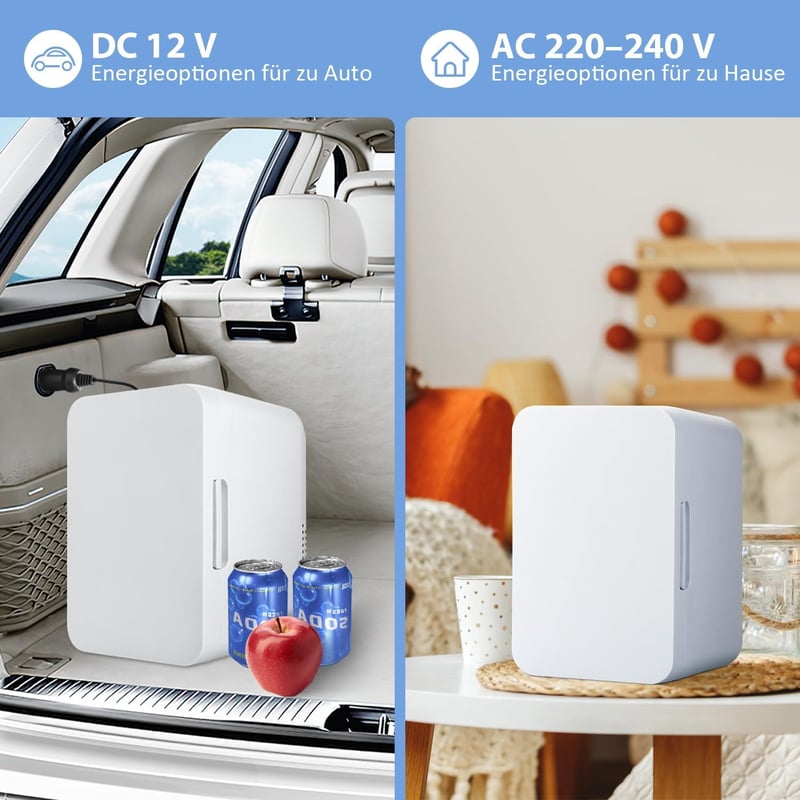 MUCOOS 6L Mini Hűtőszekrény 220V/12V Hűtés-Fűtés Fehér