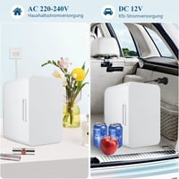 MUCOOS Mini Hűtő 6L Kapacitással - Hordozható Hűtő-Fűtő Funkciós Kozmetikai Hűtőszekrény, 220V/12V, 8 Dobozos, Art Deco Fehér 7