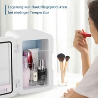 MUCOOS Mini Hűtő 6L Kapacitással - Hordozható Hűtő-Fűtő Funkciós Kozmetikai Hűtőszekrény, 220V/12V, 8 Dobozos, Art Deco Fehér 5