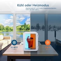 MUCOOS Mini Hűtő 6L Kapacitással - Hordozható Hűtő-Fűtő Funkciós Kozmetikai Hűtőszekrény, 220V/12V, 8 Dobozos, Art Deco Fehér 6