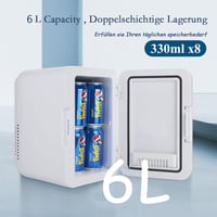 MUCOOS Mini Hűtő 6L Kapacitással - Hordozható Hűtő-Fűtő Funkciós Kozmetikai Hűtőszekrény, 220V/12V, 8 Dobozos, Art Deco Fehér 4