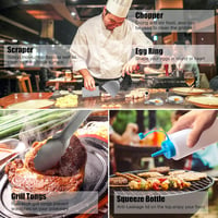 MUJUZE 13 részes rozsdamentes acél grillkészlet táskával - BBQ spatula szett teppanyaki és kempingezéshez, férfiaknak ideális ajándék 4